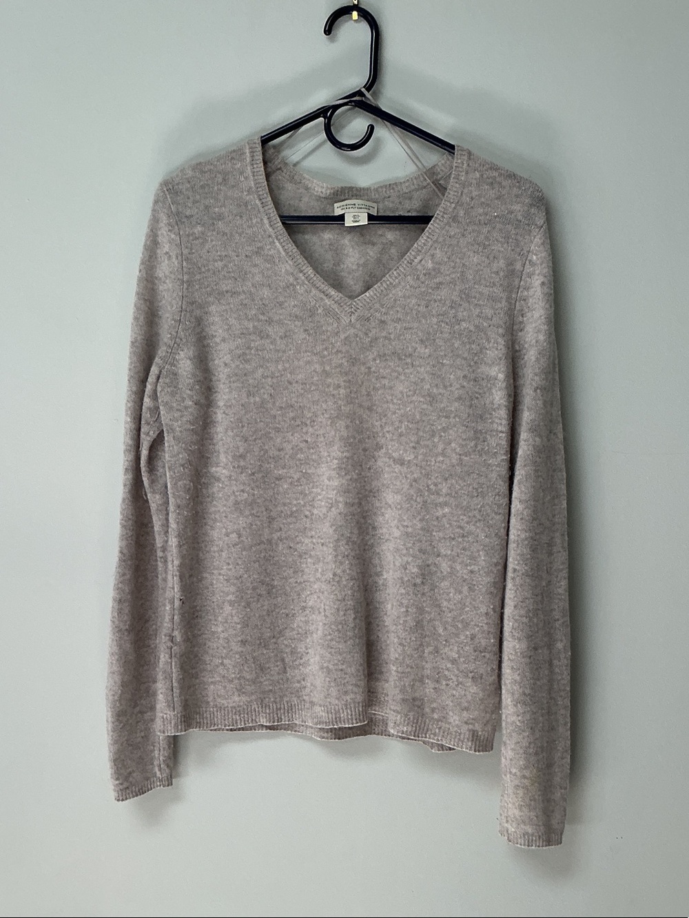 Adrienne Vittadini Taupe 2-Ply Cashmere Sweater